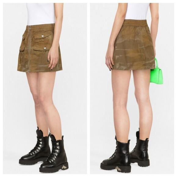 Diesel O-Endivia High Waist Cargo Mini Skirt Camo Green Women’s Size 25 - Picture 2 of 11